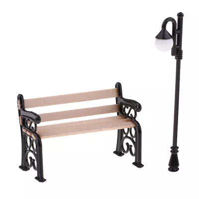 Buy 1/12 Dollhouse Miniature Fairy Garden Patio Furniture Park Bench With Metal • 6.19£