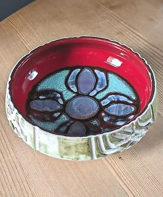 Buy Vintage Poole Pottery Carved Delphis Bowl 87 Signed Angela Wyburgh 1969 • 32£