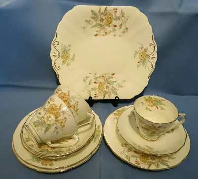 Buy Stunning Vintage Radfords/Fenton Westbury Bone China Tea Set Trios + Cake Plate • 13£