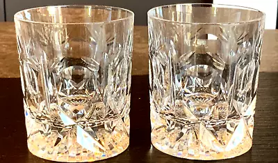 Buy Lovely Pair Of Bevelled And Cut Crystal Heavy Based Whiskey Glasses • 24£