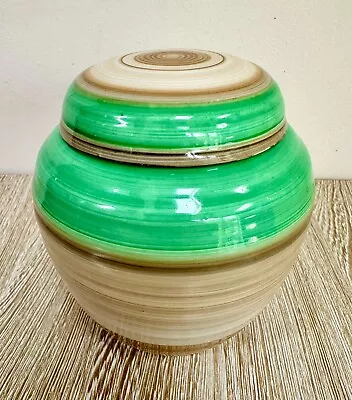 Buy Shelley Harmony Striped Green And Brown Ginger Jar 1930s Art Deco Stunning Cond. • 60£
