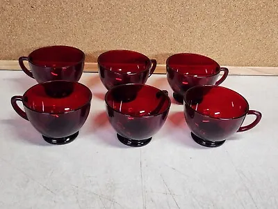 Buy 6 Vintage Royal Ruby Red Punch Cup Glassware Anchor Hocking? Glass Drinkware • 4.81£