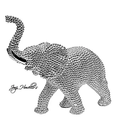 Buy Silver Shimmer Elephant Ornament Figurine Sculpture Textured Home Art Decor Gift • 17.90£