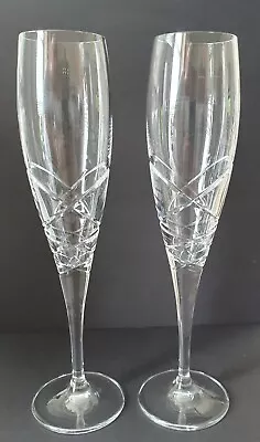 Buy Gorgeous Pair Of Heavy Crystal Champagne Toasting Flutes 26cm VGC • 21.95£