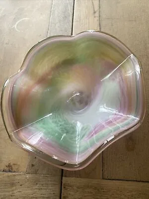 Buy Italian Murano Art Glass Centrepiece Bowl Pastel Colours Swirls Green Pink White • 36£