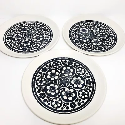 Buy Biltons Tableware Dinner Plates Set 3 Stoneware Made UK Daisy Navy Blue MCM • 25.92£