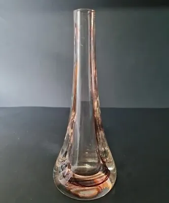 Buy Caithness Bud Vase Oban Teardrop Clear Glass Encased Purple & Brown Ribbon 70's • 12.99£