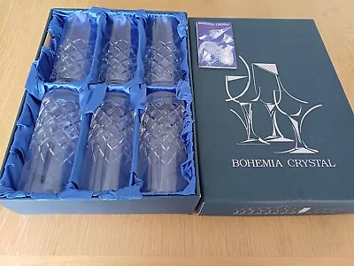 Buy 6 BOHEMIA CRYSTAL HIBALL 350ml WHISKEY GLASSES IN PRESENTATION BOX. EX. COND. • 39.99£