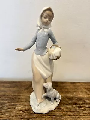 Buy  Nao By Lladro  Porcelain Girl Holding Basket With Puppy Dog Figurine • 15£