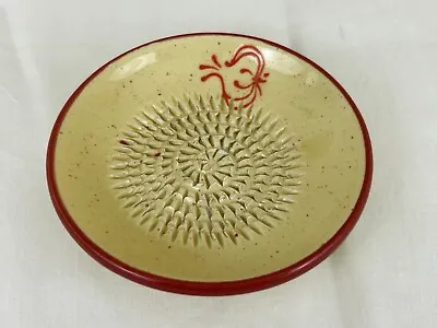 Buy Handmade Spanish Yellow And Red Ceramic Garlic Grater Dish Plate • 12£