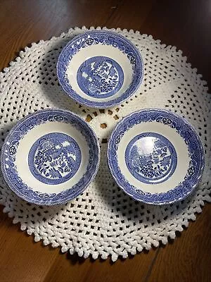 Buy 3 Vintage Fine Myott Meakin Tableware Cereal Bowls BLUE WILLOW • 8.50£