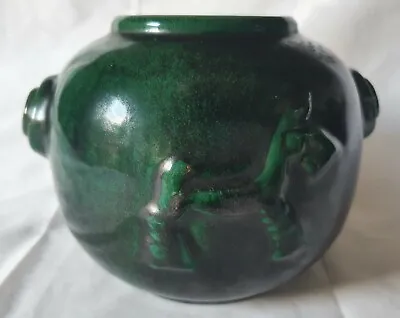 Buy Swedish Art Deco Vase With Green And Black Lustre Design • 90£