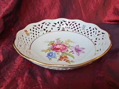 Buy Pristine Dresden Schumann Porcelain China Pierced Floral Flower Bowl Dish 23cm • 24.50£