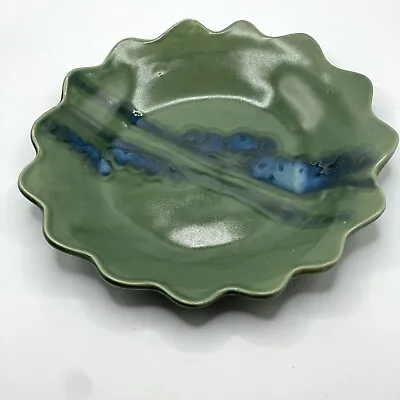 Buy Hilborn Art Pottery Scalloped Two-Tone Bowl Green Blue Ceramic Canada 10.5  • 41.39£