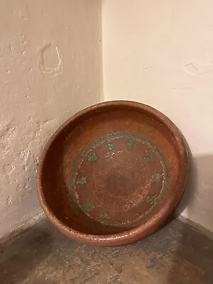 Buy 19th Century Antique Terracotta Ceramic Slipware Kitchen Bowl Oak Interior • 40£