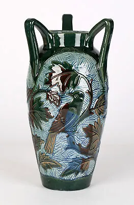 Buy Alexander Lauder Three Handled Sgraffito Art Pottery Vase With Birds • 440£