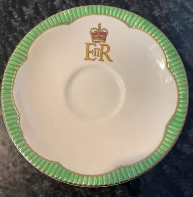 Buy Clarice Cliff Newport Pottery  Queen Elizabeth II 1953 Coronation Saucer Green • 3.15£