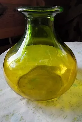 Buy Vintage Yellow And Green Ombre Pressed Glass Bulbous Vase/Decanter  • 94.32£