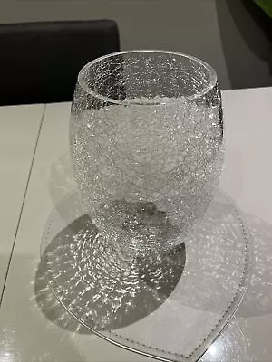 Buy Crackle Glass Vase Clear Barrel Shape • 5£