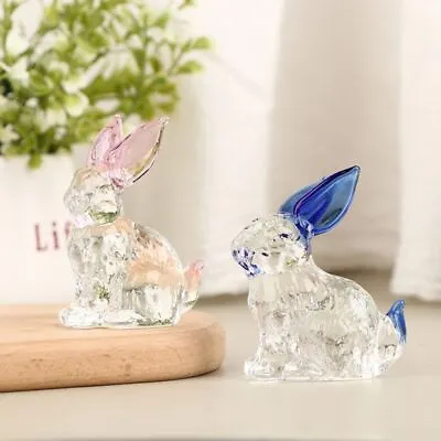 Buy Crystal Glass Rabbit Statue Mascot Animal Handmade Figurines Ornaments✨ • 4.81£