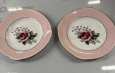 Buy Vintage Duchess Bone China Pink And Gold Floral 2x Side Plates • 4£