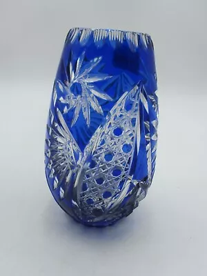 Buy Blue Bohemian Intaglio Cut Glass Vase 6  High • 14.99£