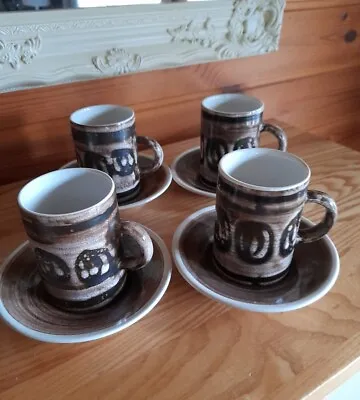 Buy 4 Brown Coffee Cups & Saucers From Cinque Ports Pottery Monastery Rye  • 9.99£