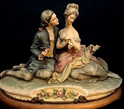 Buy Capodimonte Signed By Bruno Merli  The Lovers  Figurine Statue  1981 Wood Base • 556.24£