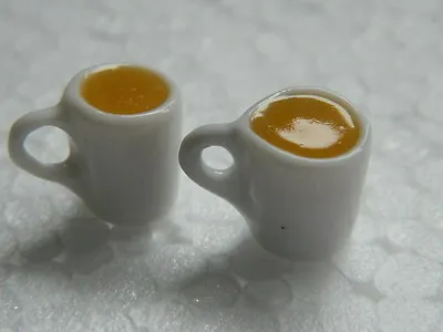 Buy (F1.8)1/12th Scale DOLLS HOUSE HAND MADE CHINA WHITE MUGS WITH TEA X 2 -  1cm HT • 3.59£