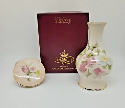 Buy Royal Worcester Palissy Bud Vase & Lidded Pill Box Vintage Spode Foxglove • 9.95£