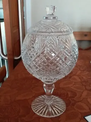 Buy Vintage Large Heavy Crystal Cut Glass Lidded  Bonbon Jar • 24.99£