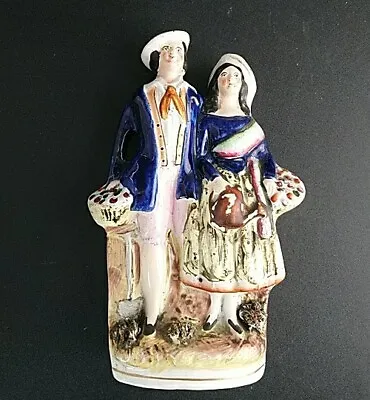 Buy Antique Staffordshire Figurine English Victorian Figure Couple 22cm Tall • 28.43£