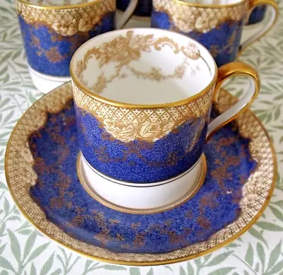 Buy Vintage Crown Staffordshire Coffee Can And Saucer Blue And Gold Demitasse • 9.95£