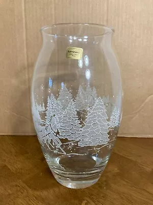 Buy Luminarc Christmas Sleigh Ride Etched Glass Vase France • 10.58£