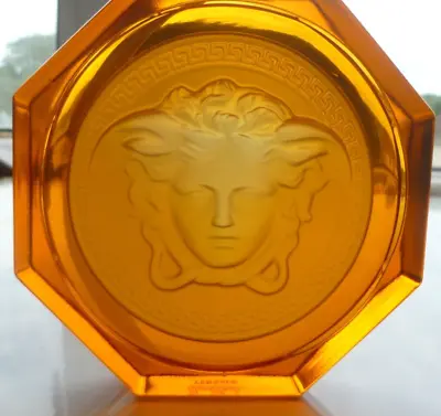 Buy Versace By Rosenthal Glass Coaster In Amber Brand New Authentic Tableware Medusa • 34£
