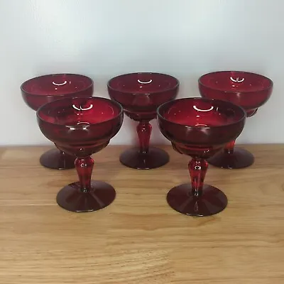 Buy New Martinsville Moondrops Red Martini Glasses Set Of 5 Ruby Glassware Barware • 22.67£