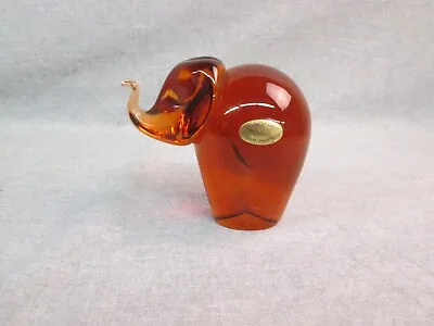 Buy Vintage Wedgwood Amber Glass Elephant, Hand Made Figure Paperweight W/Label. • 15.96£