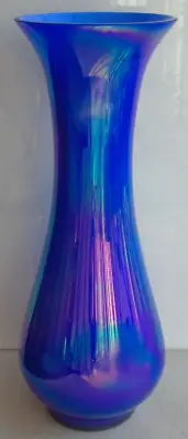 Buy Cased Glass Vase, Swedish? With Iridescent Tones Purple & Blue, 10 Inches 25cm • 45£