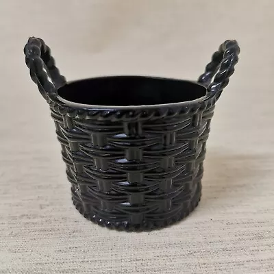Buy Victorian Sowerby Pressed Black Milk Glass Basket Impressed Mark C1880s • 15£