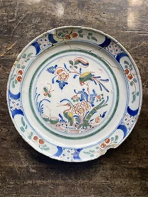Buy 18th C Dutch Delft Polychrome Plate Circa 1720 • 125£