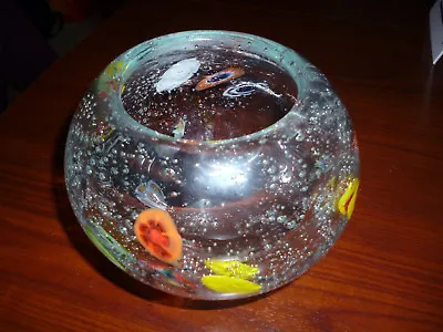 Buy  Lovely Retro  Multi Coloured Bubble Glass Bowl. Un-signed.  (km) • 35£