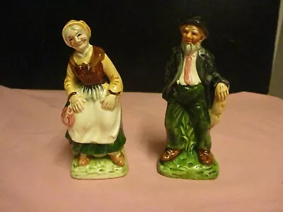 Buy Pair Of Vintage Staffordshire Style Spill Holders Old Man & Lady • 1.50£