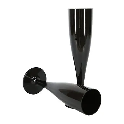 Buy 10 X Black Prosecco Flutes 175ml Champagne Glasses Plastic Pack • 11.27£