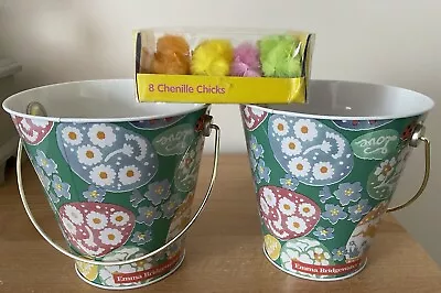 Buy 2 Emma Bridgewater -Easter Egg Hunt - Metal Buckets And Pack Of Chenille Chicks • 12£