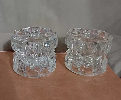 Buy 2 X Vintage Circa 1960s Heavy Bohemia Glass Lead Crystal Candle Stick Holder • 16£