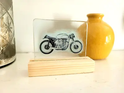 Buy Stained Glass Norton Manx Classic Motorbike Sun Catcher & Display Base Gift • 29£