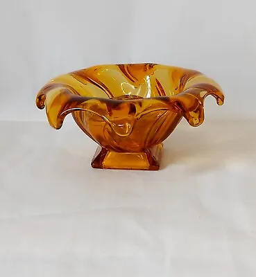 Buy Bagley #3061 Art Deco Vintage Amber Glass 'Equinox' Posy Vase  Original  Frog • 14£