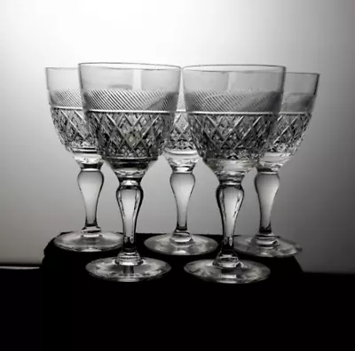 Buy 5x Thomas Webb Heirloom Cut Crystal 13cm / 120ml Sherry Wine Glasses Vintage • 25£