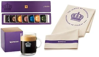 Buy Nespresso King Charles Coronation Commemorative Set (Glass Mug, Tea Towel, Pods) • 29.99£