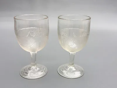 Buy 2 Antique Victorian Sandwich Glass Flint Glass Goblets POWDER & SHOT Early C1870 • 99.62£
